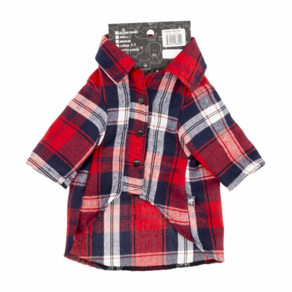 Camisa Leñadora Para Mascota Macho Color Rojo MR. & MRS. Talla Mediano - Imagen 2