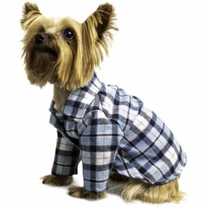 Camisa Leñadora Para Mascota Macho Color Azul MR. & MRS. Talla Grande