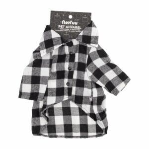 Camisa Leñadora Para Mascota Macho Color Negro MR. & MRS. Talla Mediano