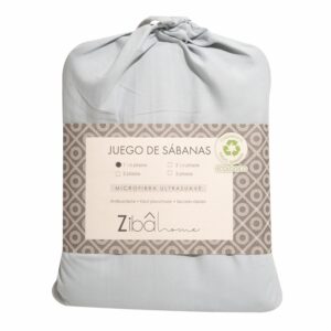 Juego De Sábanas Microfibra Plata ZIBA HOME