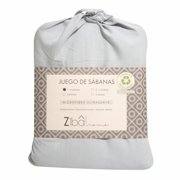 Juego De Sábanas Microfibra Plata ZIBA HOME