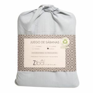 Juego De Sábanas Microfibra Plata ZIBA HOME