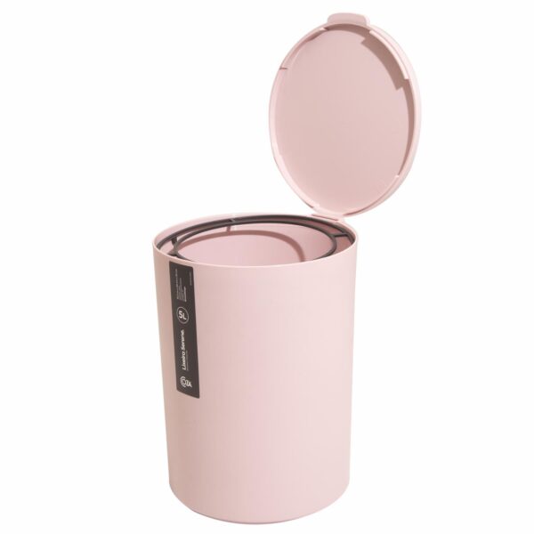 Basurero Con Tapa Rosa Clay COZZA 5 Litros - Imagen 2