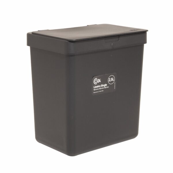 Basurero Plástico Single Negro COZZA 2.5 Litros