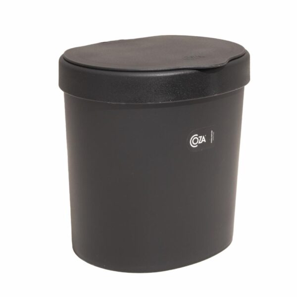 Basurero Plástico Con Tapa Negro COZA 2.5 Litros