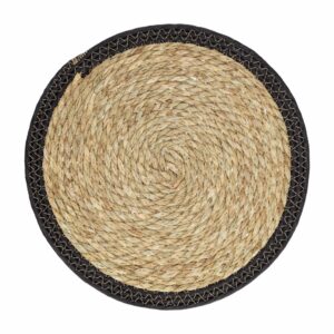 Individual Natural Filo Negro Tejido A Mano FREE HOME