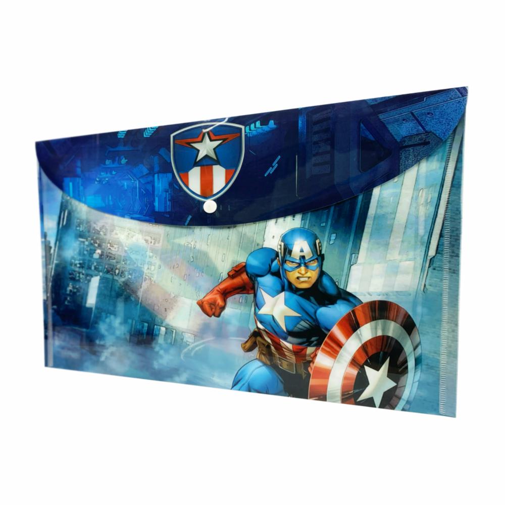 Sobre Porta Documento Diseño Capitán América Con Broche REX PLASTICS A4 - Imagen 2