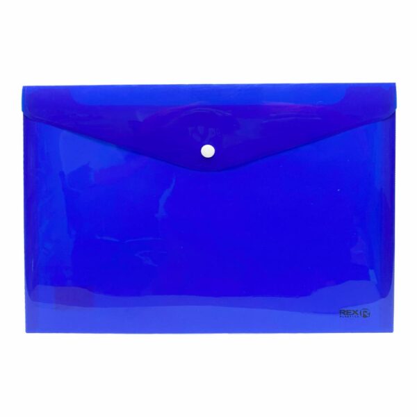 Sobre Porta Documento Azul Con Broche Plástico REX A4
