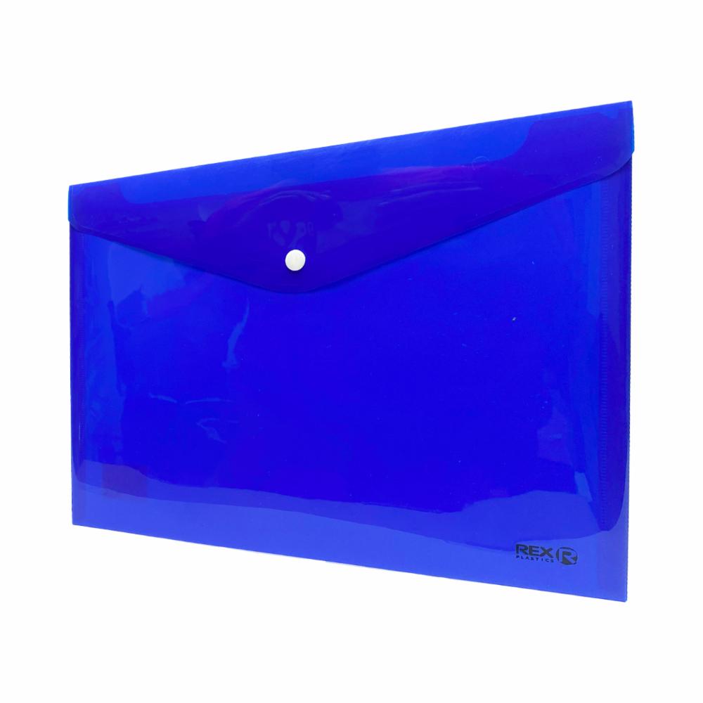 Sobre Porta Documento Azul Con Broche Plástico REX PLASTICS A4 - Imagen 2