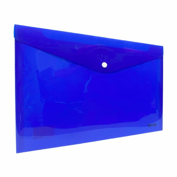 Sobre Porta Documento Azul Con Broche Plástico REX A4 - Imagen 3