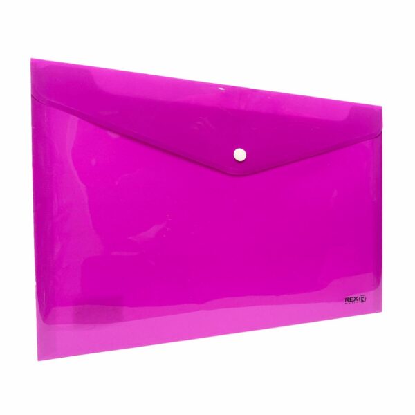 Sobre Porta Documento Morado Con Broche Plástico REX A4 - Imagen 3