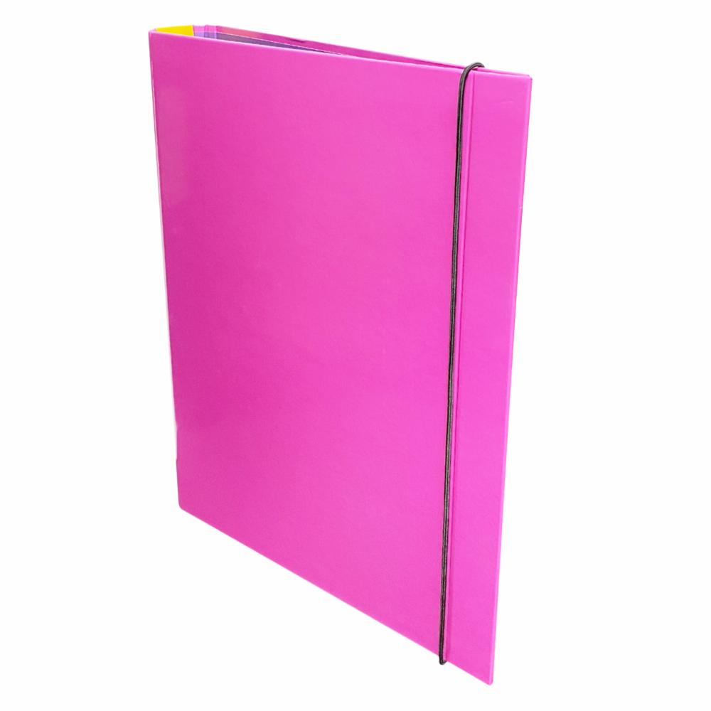 Carpeta 2 Argollas Bicolor Fucsia Con Elástico U. IDEAL A4 - Imagen 2