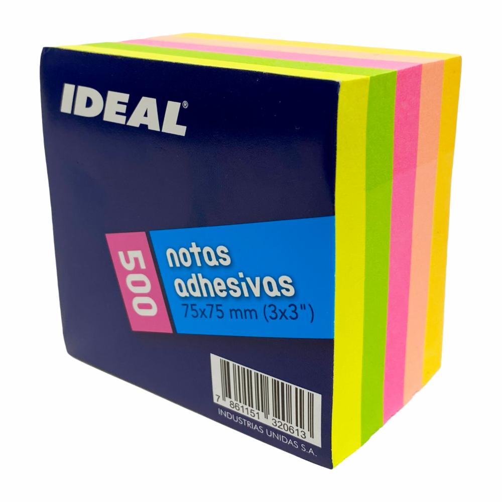 Notas Adhesivas Neón Cubo 5 Colores IDEAL 500 Hojas - Imagen 2