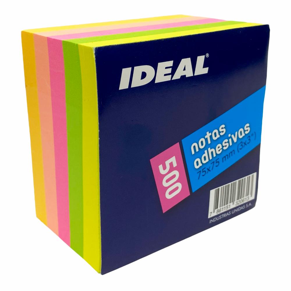 Notas Adhesivas Neón Cubo 5 Colores IDEAL 500 Hojas - Imagen 3
