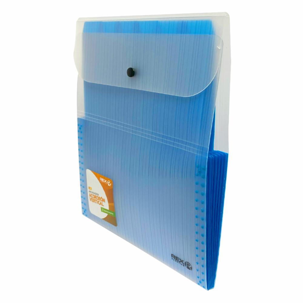 Archivador Acordeón 7 Compartimientos Vertical Transparente Azul REX PLASTICS A4 - Imagen 2