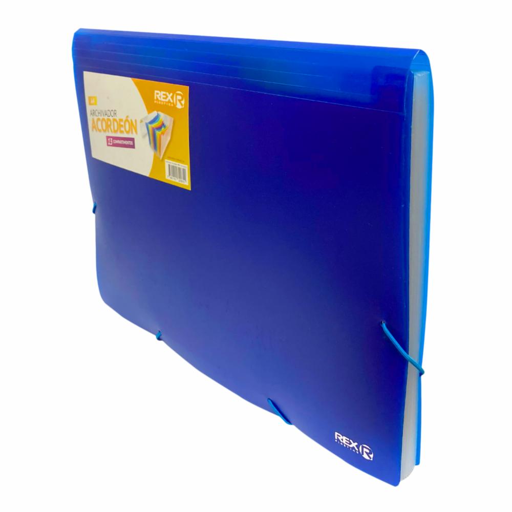 Archivador Acordeón 13 Compartimientos Rex Azul U. REX PLASTICS A4 - Imagen 2