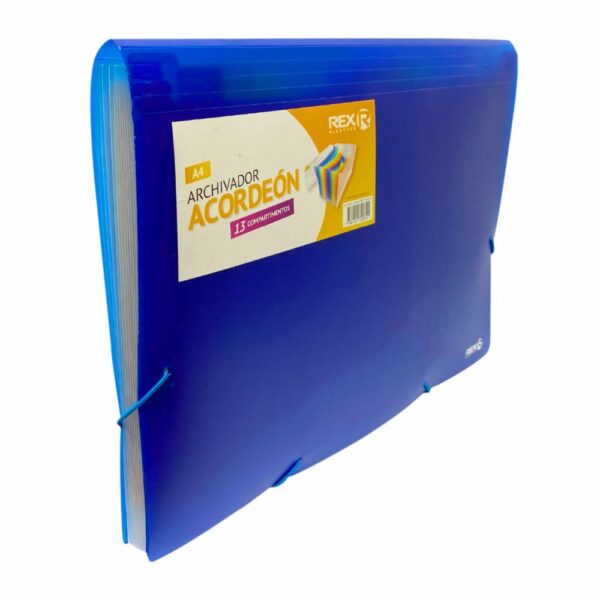 Archivador Acordeón 13 Compartimientos Rex Azul U. REX A4 - Imagen 3