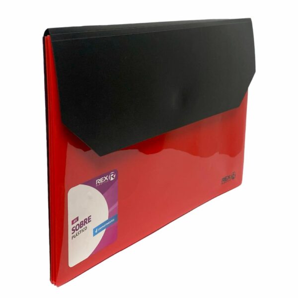Sobre Porta Documento Rojo Con 4 Compartimientos REX PLASTICS A4 - Imagen 3