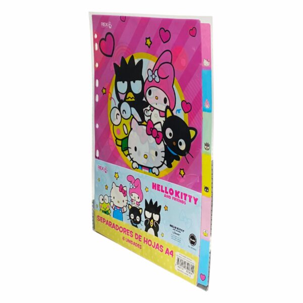 Separadores De Hojas Diseño Hello Kitty REX PLASTICS X 6 Uds A4 - Imagen 2