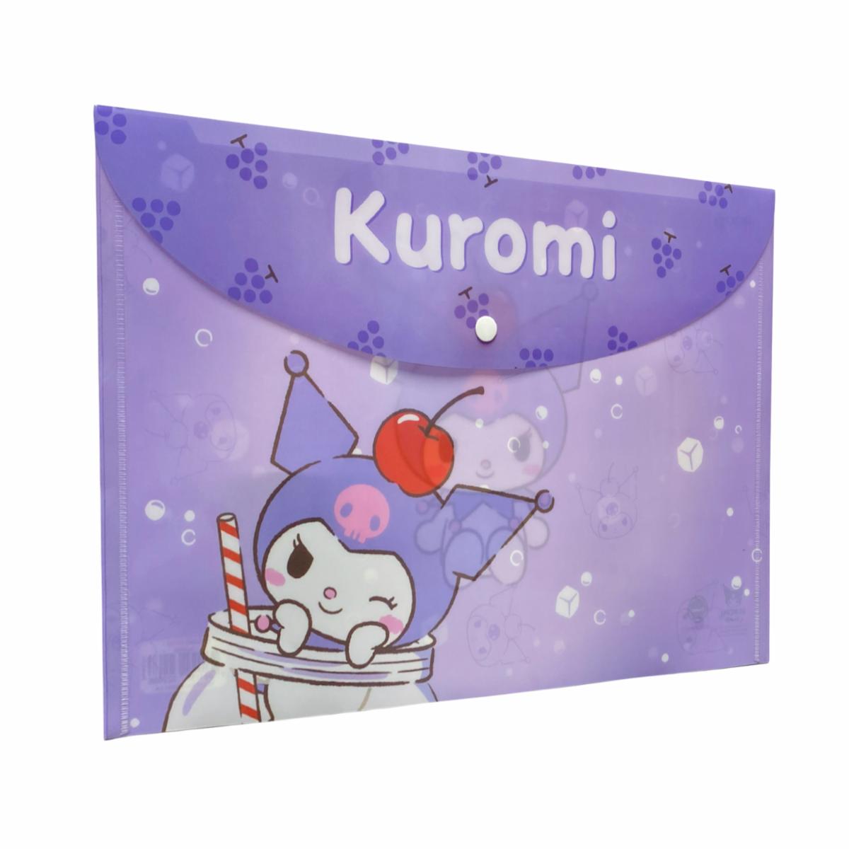 Sobre Porta Documento Diseño Kuromi Con Broche REX PLASTICS A4 - Imagen 3