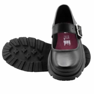 Zapato Escolar Negro De Cuero Diseño Xaviera Con Correa VENUS