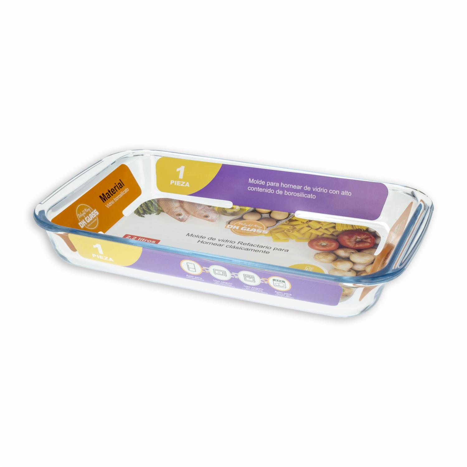Recipiente Refractario De Vidrio Rectangular DELIGHT KING 2,2 Litros - Imagen 2