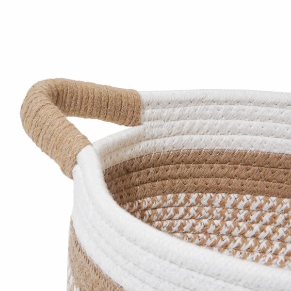 Cesta Ovalada Con Mangos Base Beige Y Filo Blanco FREE HOME Extra Pequeño - Imagen 2
