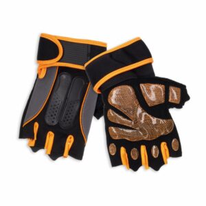 Guantes De Gimnasio Ajustables Color Negro Y Naranja TRY AND DO Ajustables