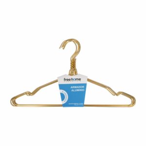 Armador De Ropa De Aluminio Anodizado Dorado FREE HOME 6 Piezas