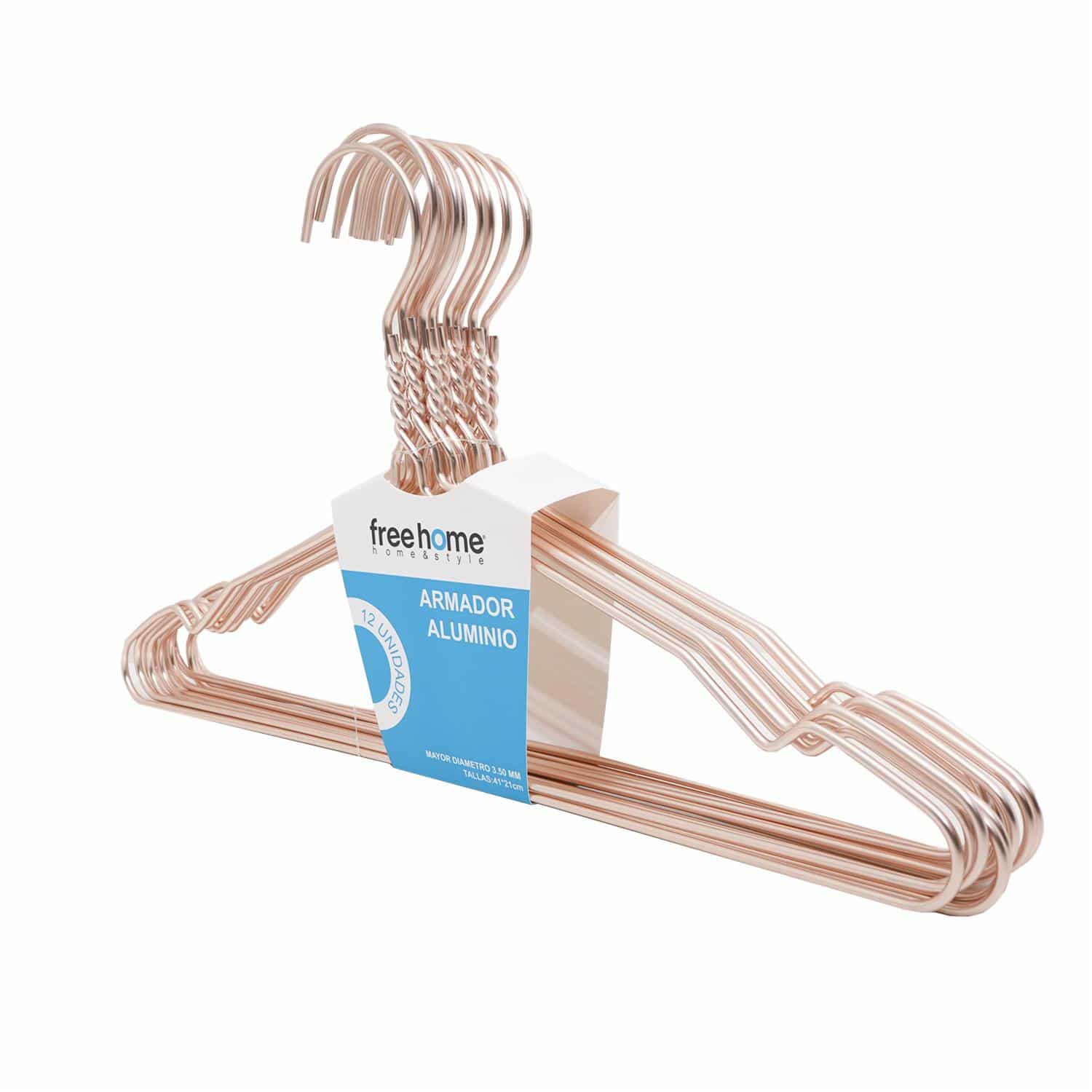 Armador De Ropa De Aluminio Anodizado Rosado FREE HOME 12 Piezas - Imagen 2