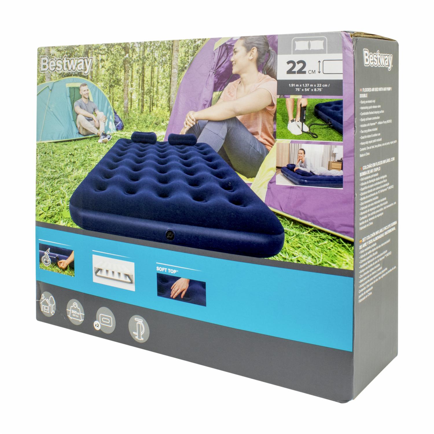 Colchón De Aire Con 2 Almohadas Y Bomba Manual BESTWAY Full - Imagen 2