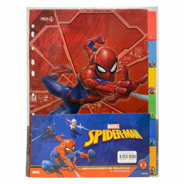 Separadores De Hojas Diseño Spiderman 6 Unidades REX A4