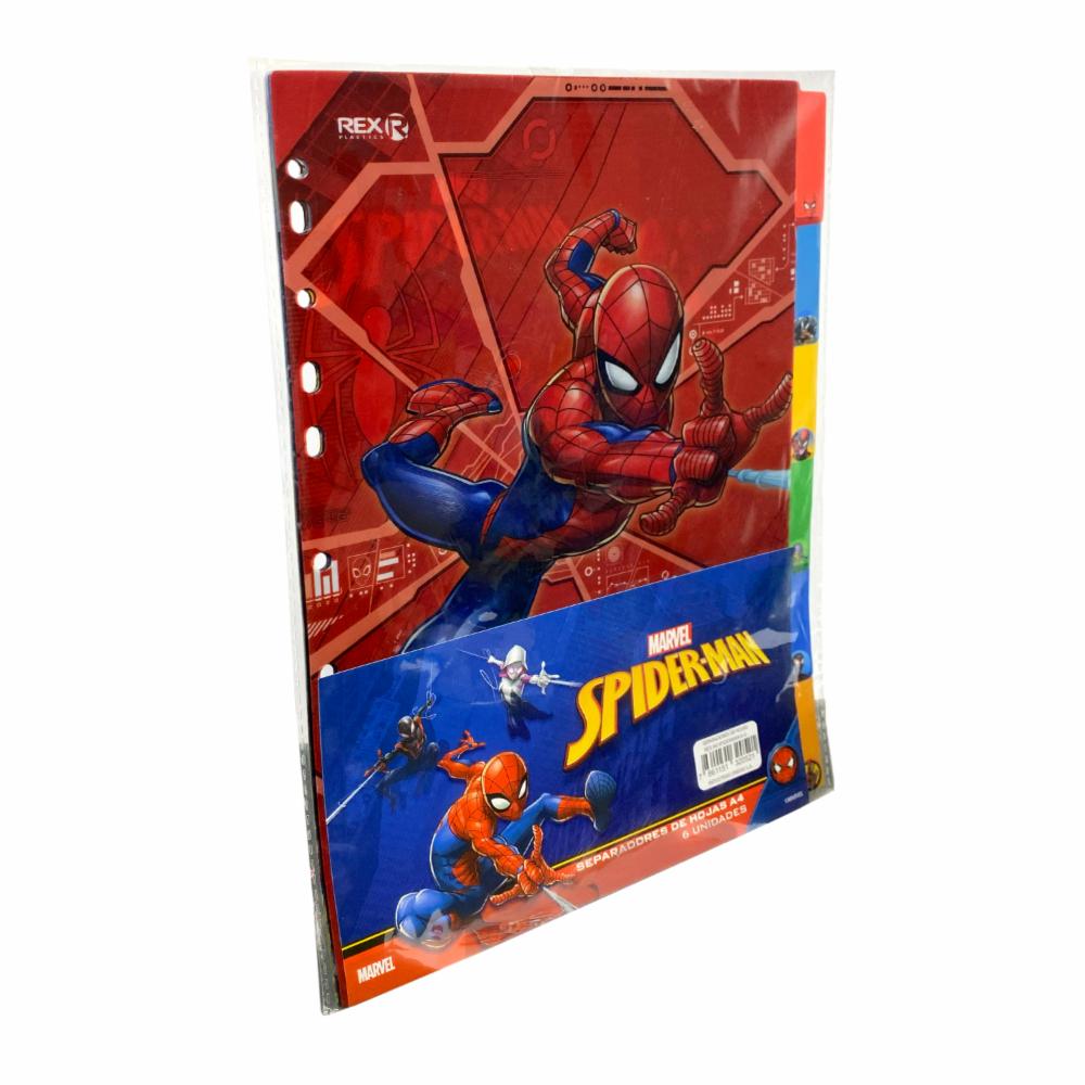 Separadores De Hojas Diseño Spiderman 6 Unidades REX PLASTICS A4 - Imagen 3