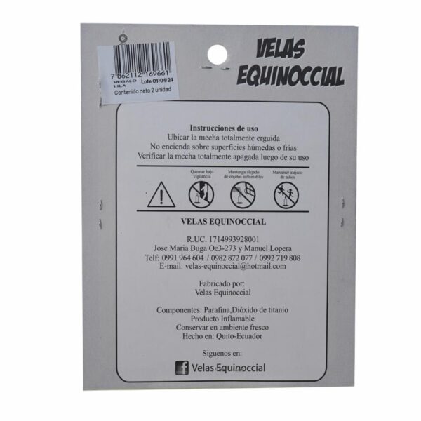 Vela Cartel Regalo Lila VELAS EQUINOCCIAL Unidad - Imagen 2
