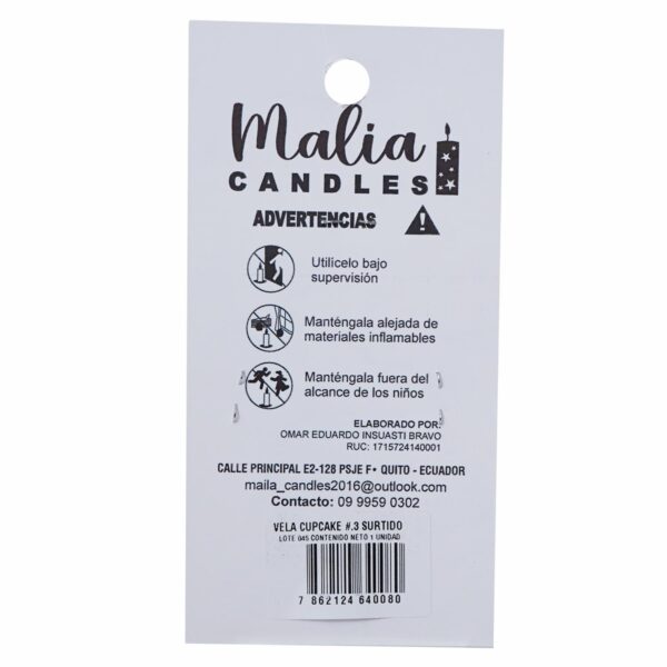 Vela Cupcake 3 Surtido MALIA CANDLES 12 X 7 Cm - Imagen 2