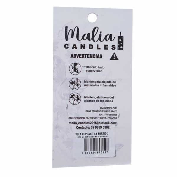 Vela Cupcake 4 Surtido MALIA CANDLES 12 X 7 Cm - Imagen 2