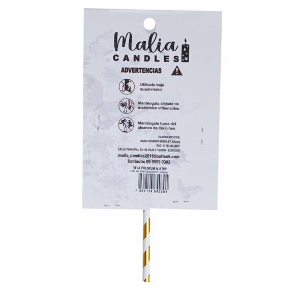 Vela Premium N8Dorado Con Plata MALIA CANDLES 19 X 8 - Imagen 3