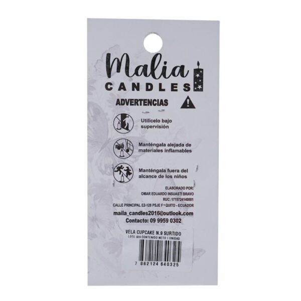 Vela Cupcake 9 Surtido MALIA CANDLES 12 X 7 Cm