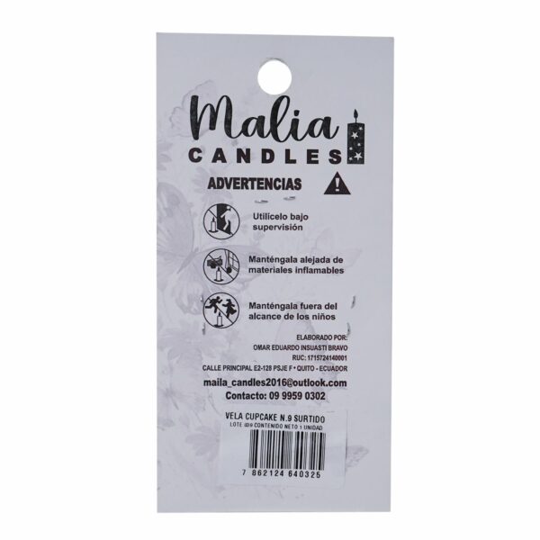 Vela Cupcake 9 Surtido MALIA CANDLES 12 X 7 Cm - Imagen 2