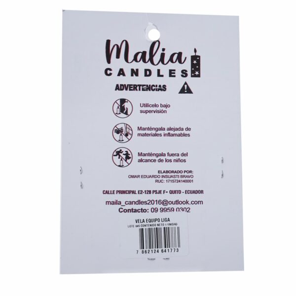 Vela Equipo Liga MALIA CANDLES 13 X 9 Cm - Imagen 2