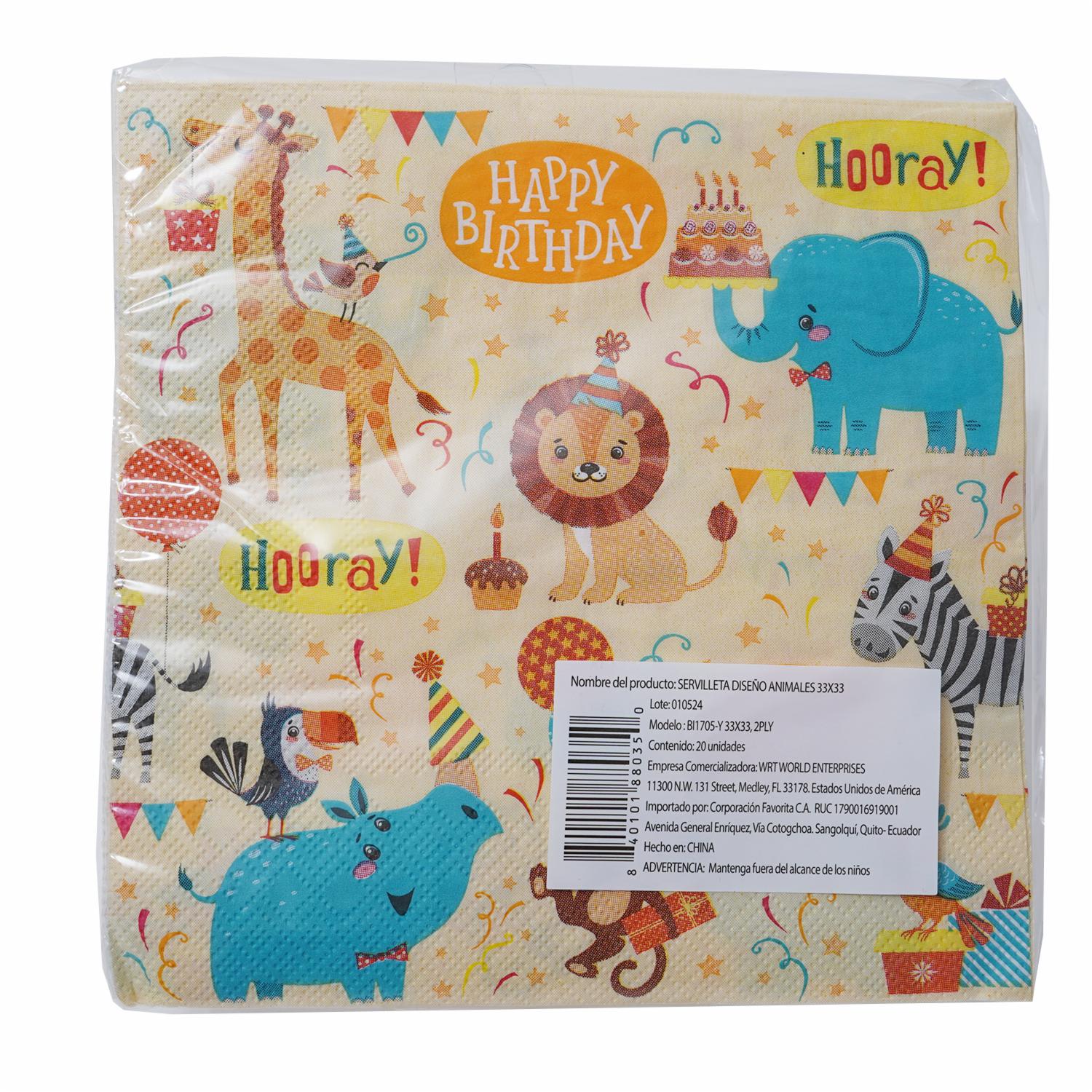 Servilleta Safari Amarilla DFHO 33 x 33 cm - Imagen 2