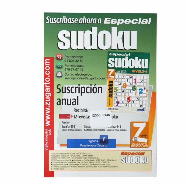 Libro Sudoku Zugarto ZUGARTO EDICIONES 66 Páginas - Imagen 2