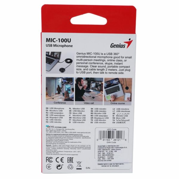 Micrófono MIC-100U Omnidireccional GENIUS Con Cable - Imagen 2