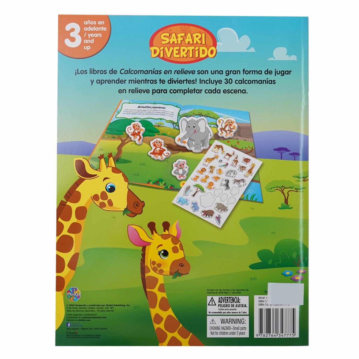 Libros Safari Divertido Calcomanías Con Relieve PHIDAL 10 Páginas - Imagen 2