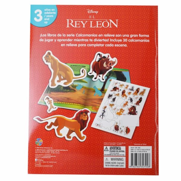 Libros Disney Rey Leon Calcomanías En Relieve DISNEY 24 Páginas