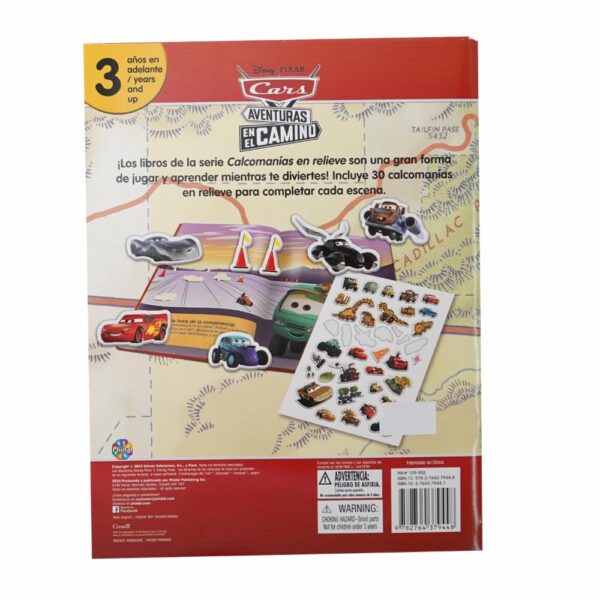 Libros Disney Cars Aventuras En El Camino Calcomanías En Relieve DISNEY 10 Páginas - Imagen 2