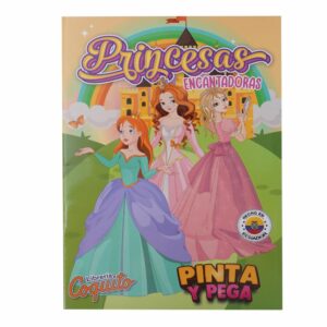 Libros Pinta Y Pega Princesas COQUITO 25 Páginas