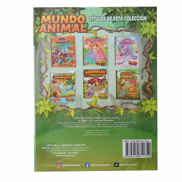 Libros Pinta Y Pega Mundo Animal COQUITO 25 Páginas - Imagen 2