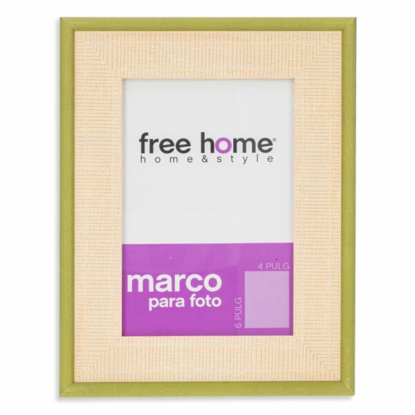 Portarretrato Lino Natural Verde Olivo FREE HOME 4X6"