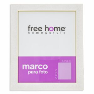 Portarretrato Blanco Orilla Dorada FREE HOME 8X10"